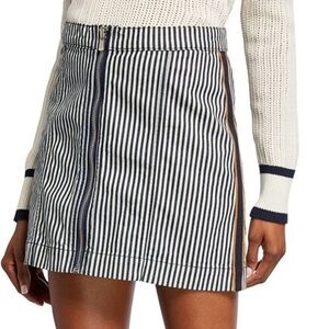 Veronica Beard Ava Striped Mini Denim Skirt Size 8
